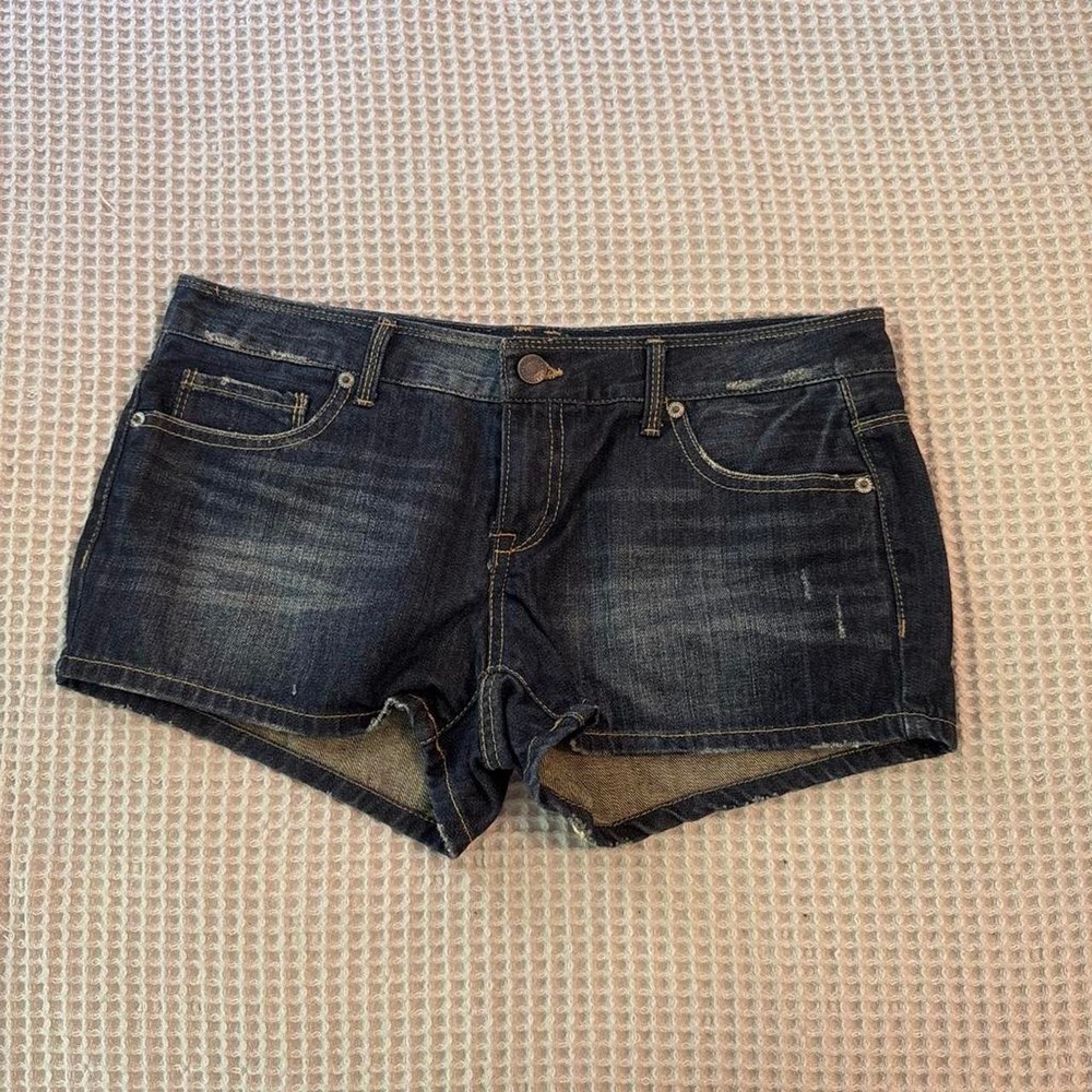 AÉROPOSTALE Low Rise Denim Shorts Dark Wash Y2K Vintage 7/8